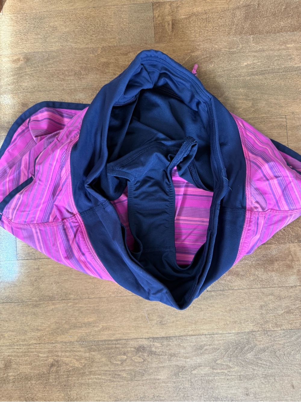 lululemon Pink and Navy Striped Running Shorts - Picture 3 of 3